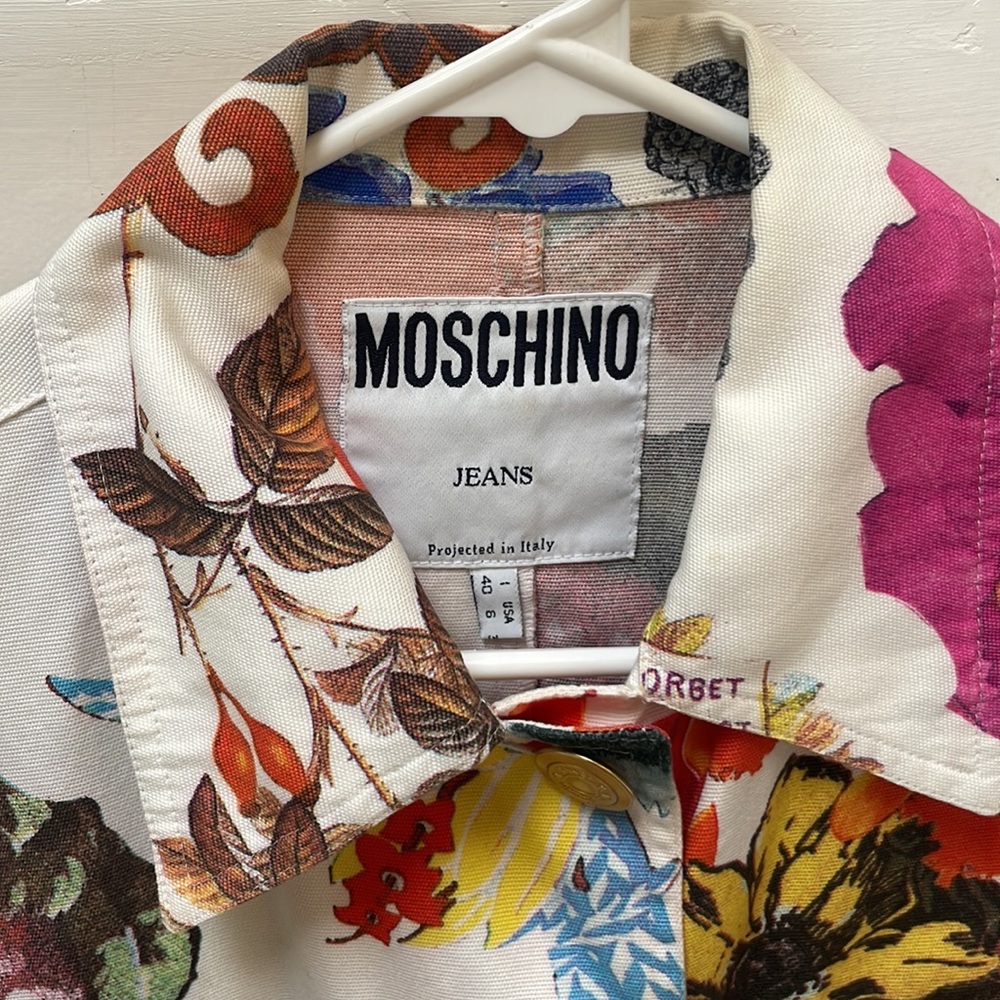 MOSCHINO button up shirt jacket with gold buttons